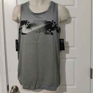 Nike Men's Legend Dri-FIT Camo Swoosh Logo Graphic Training Tank Gray NWT